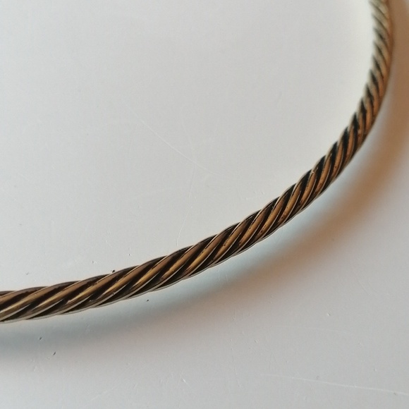 Vintage Gold Twisted Cable Torque Necklace Twist Cup Removable Pendant - Picture 7 of 8